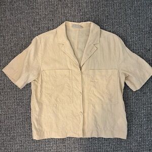Everlane Linen Workwear Shirt in Warm Khaki - Women’s Size Small
